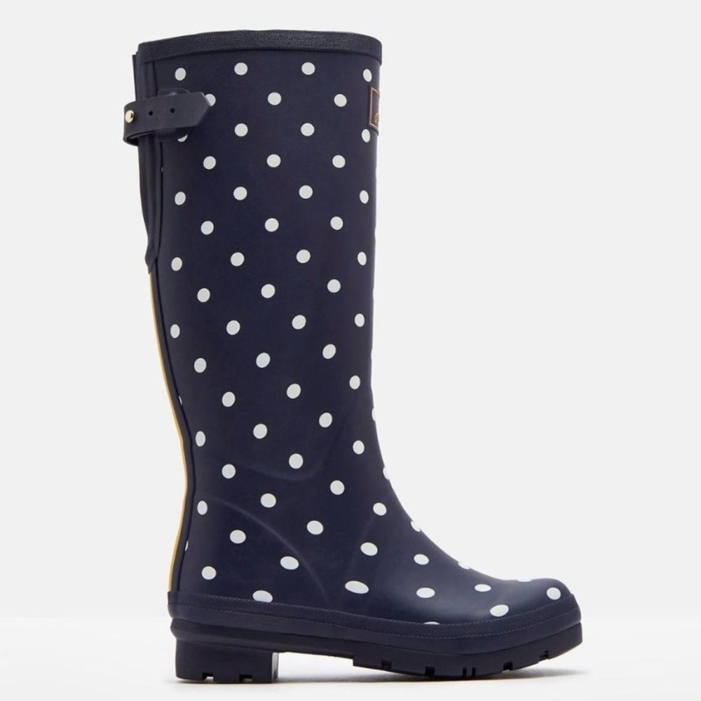 Joules polka dot tall rain boots women’s Size 6 navy blue/white - Picture 3 of 15